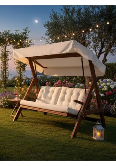 Aida Swings Paris 2000 3 Kişilik Ahşap Bahçe Salıncağı Balkon Teras Salıncağı Şık Tasarımlı Salıncak Krem Aida Swings Paris 2000 3 Kişilik Ahşap Bahçe Salıncağı Balkon Teras Salıncağı Şık Tasarımlı Salıncak Krem