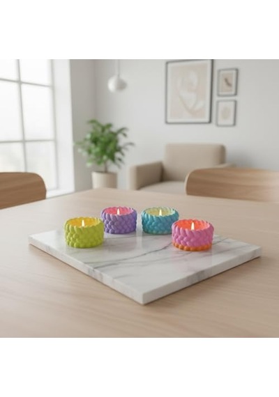 4'lü Renkli Tealight Mumluk Seti Dekoratif Taş Mumluk, Modern Ev Dekoru, Masa & Salon Dekorasyonu İçin Mumluk Se Diğer