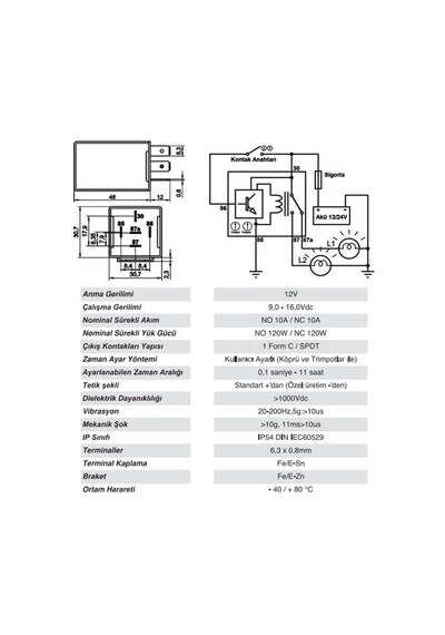 Stop Zaman Rölesi Trimpot Ayarlı 12V Elo 201018001