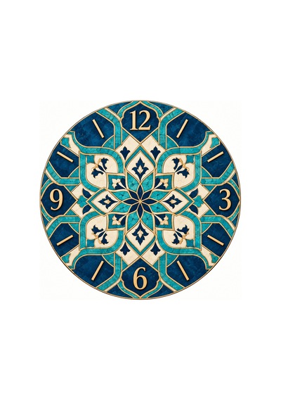 Osmanlı Motifli Etnik Desenli Ahşap 45 Cm Sessiz Akar Mekanizmalı Uv Baskılı Dekoratif Duvar Saati Hediyelik 1000 Çok Renkli