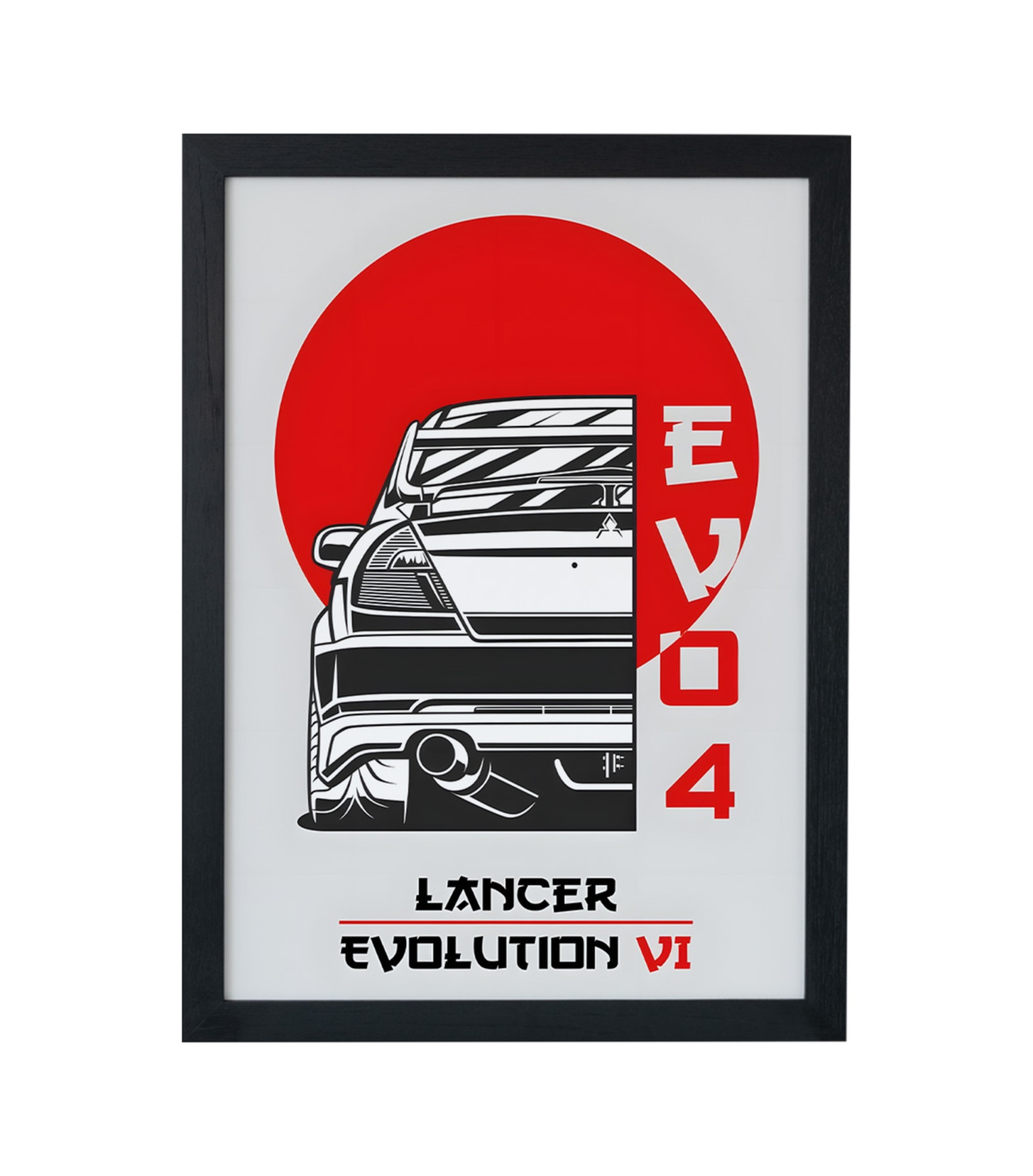 Mitsubishi Lancer Evo Ahşap Çerçeveli Poster Tablo Rally Efsanesi Siyah