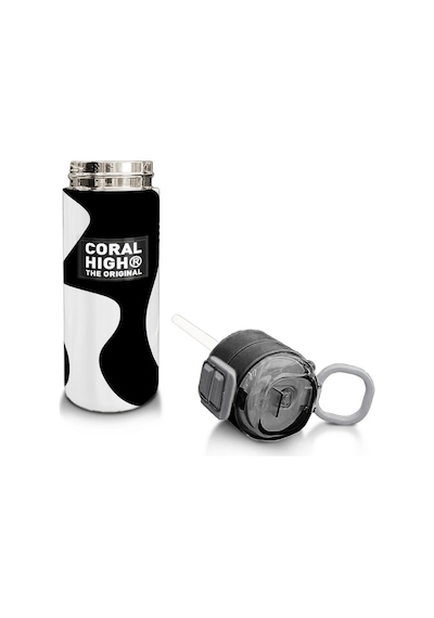 Coral High Kids Siyah Beyaz Desenli Pipetli Ve Direkt İçim Çelik Termos 500 Ml 31887 Beyaz - Gri