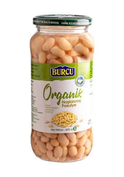 Burcu Organik Haşlanmış Fasulye 600 G - 8 Adet Tarı