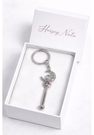 Sailor Moon Ay Asası Metal Anahtarlık Unisex Anime Figür Aksesuar