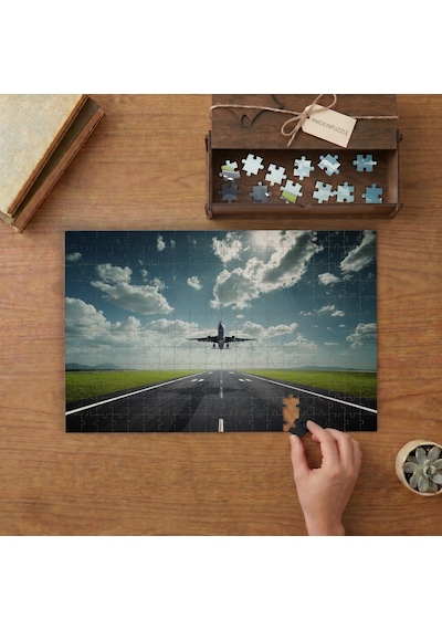 Pistten Havalanan Uçak Tasarımı 240 Parça Ahşap Puzzle Ahşap Kutuda Mpy10068