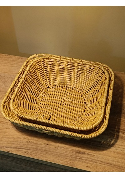 2'li Hasır Rattan Yuvarlak Sunumluk / Meyve Sepeti / Ekmeklik Diğer