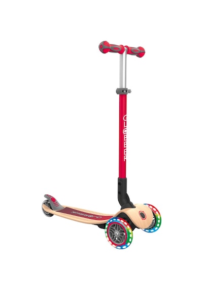 Globber Primo Wood Katlanabilir Işıklı Scooter - Kırmızı