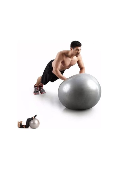 Gri Pilates Topu, Pompa , 65 Cm Boyutunda