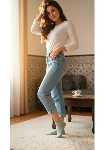 Bravie Kadın Bambu Patik Çorap 785 Yeşil 6'lı Paket Yeşil