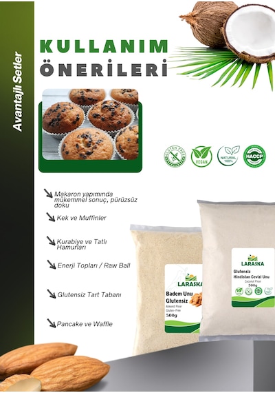 Glutensiz Un Seti Badem Unu 500g Hindistan Cevizi Unu 500g