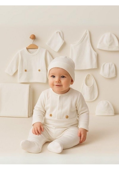 Zekids 10 Lu Organik Pamuklu Bebek Hastane Çıkış Seti-16186 Çok Renkli