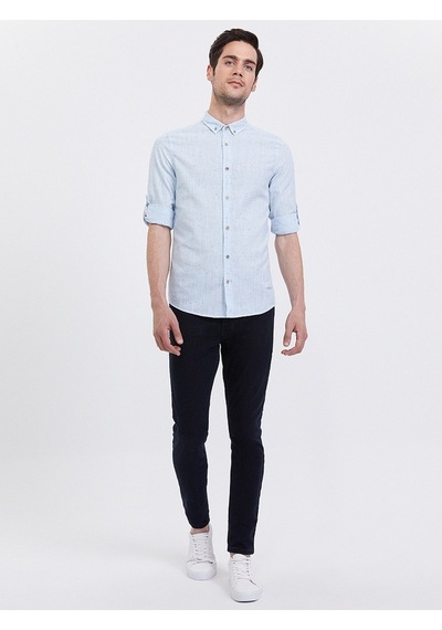 Slim Fit Erkek Gömlek U.kol Açık Mavi