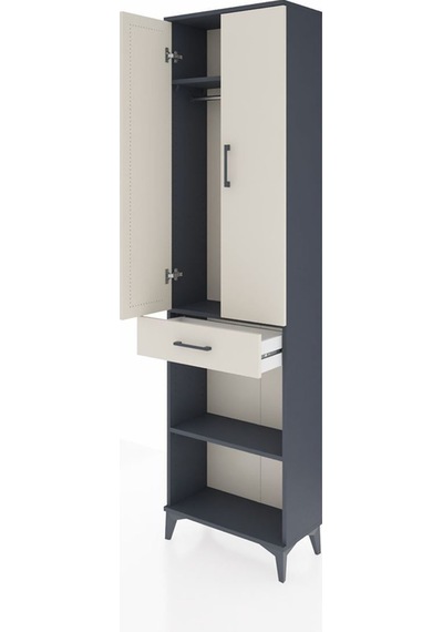 Arges Dolap 3 Raflı Tek Çekmeceli Tek Askılı 60x30x221 Antrasit-aytaşı Antrasit