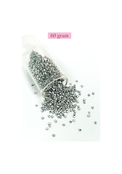 Kesme Cam Boncuk 2mm - 60 Gram - Mat Gümüş - Bnc381