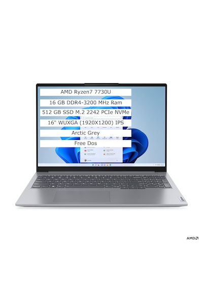 Lenovo ThinkBook 16 G6 ABP 21KK000WTR R7-7730U 16 GB 512 GB SSD 16" Free Dos WUXGA Dizüstü Bilgisayar