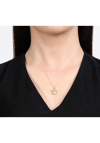 Diamond Line-Gülaylar - Sarı Altın 14 Ayar Çiçek Kolye N11.25101