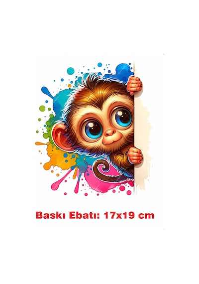 Maymun Ütü İle Yapışan Tekstil Kumaş Tişört Dtf Baskı 3624