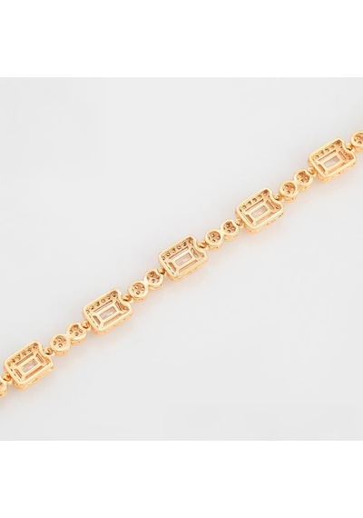 Dikdörtgen Zirkon Taşlı İhtişamlı 18 Ayar Altın Kaplama Kadın Bileklik Gold