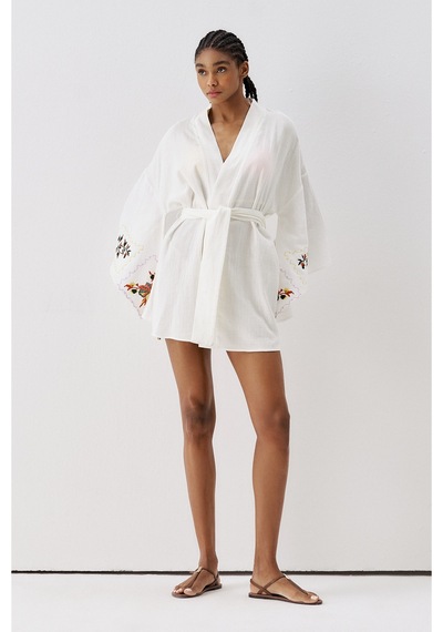 Sagaza Studio Ss6185 Desenli Kimono Sarı