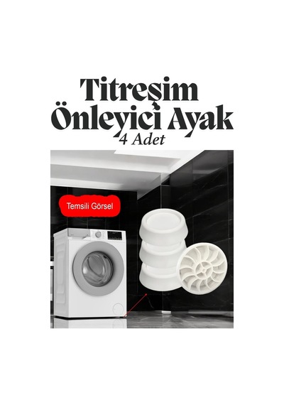 4'lü Çamaşır Bulaşık Makinesi Titreşim Önleyici Ayak Yükseltici Siyah Eşya Altlığı Ses Önleyici Ayak Beyaz