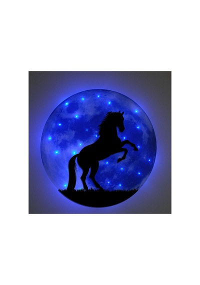 Kişiselleştirilebilir Led Işıklı Epoksi Katmanlı Tablo Lowell At Dolunay Mavi - 738226087 Mavi