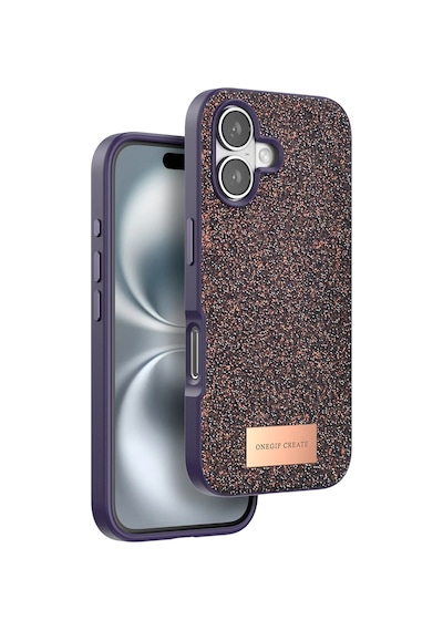 Onegif Apple iPhone Uyumlu 16 Bright Simli - Kapak - Derin Mor