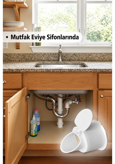 2 Adet Çekvalfli Adaptör Conta Ø50 Lavabo Gideri Koku Ve Böcek Önleyici Kolay Montaj Beyaz