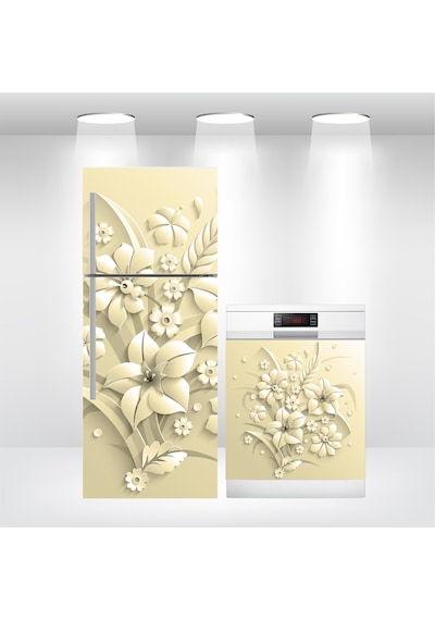 Buzdolabı Ve Bulaşık Makinesi Kapak Folyo Kaplama 3D Çiçek