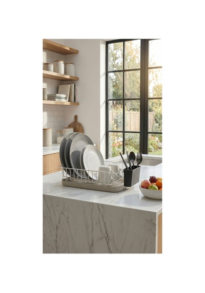 Paslanmaz Bulaşıklık Kurutma Bulaşık Sepeti Tabaklık & Kaşıklık Beyaz