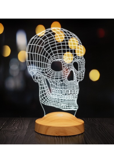 Kuru Kafa Tasarımlı 3D LED Lamba, 3 Boyutlu Kafatası Dijital Artwork Gece Lambası, Kurukafa Gotik Hediye