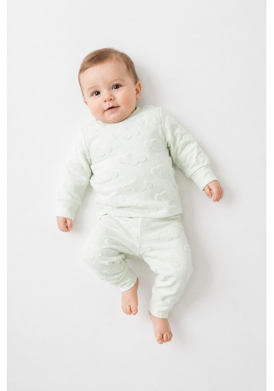 Tiffany Baby & Kids Puffy Cloudy Tasarımlı Pijama Takımı Yeşil