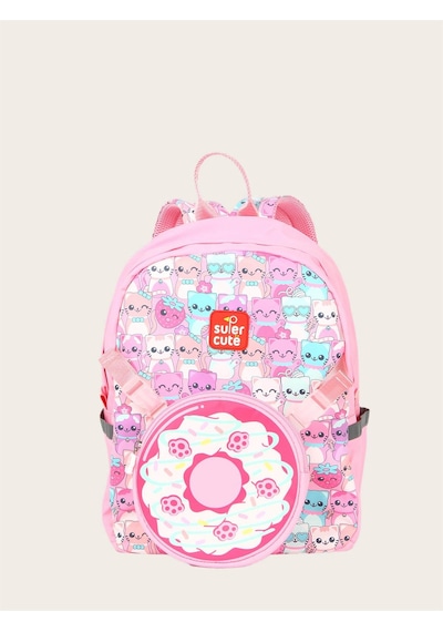 Supercute Two İn One Sırt Çantası - Pink Cat - Pembe