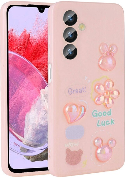 Galaxy M34 5g Kılıf Kabartma Figürlü Parlak Zore Toys Silikon Kapak Pembe