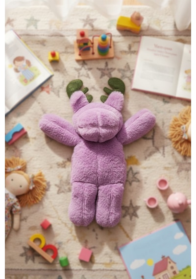 Peluş Geyik Sevimli Hediyelik Dekoratif Yumuşak Oyuncak Lila