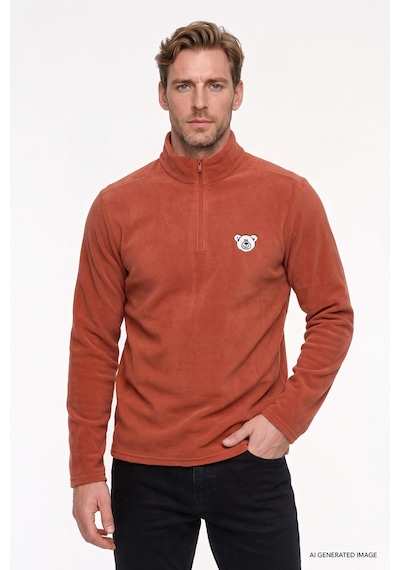 Ac&Co / Altınyıldız Classics Erkek Acıkahve Anti-pilling Tüylenme Yapmayan Soğuk Geçirmez Standart Fit Bato Yaka Sweatshirt Polar