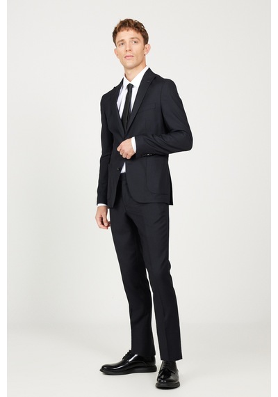 AC&Co / Altınyıldız Classics Erkek Lacivert Ekstra Slim Fit Dar Kesim Kırlangıç Yaka Takım Elbise Lacivert