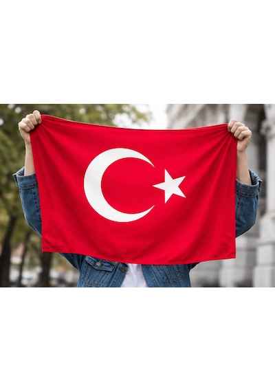 30x45 Cm Asılabilir Türk Bayrağı Alpaka Kumaş, İç & Dış Mekan Kullanımına Uygun Tek Ebat