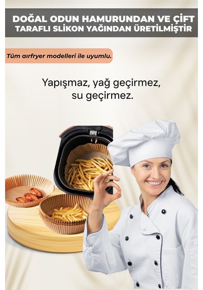Fritöz Pişirme Kağıdı Airfyer Pişirme Kağıdı 50 Adet Tüm Airfryer Modelleri Ile Uyumlu