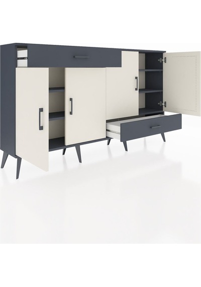Arges Konsol 5 Raflı 2 Çekmeceli 4 Kapaklı 176x30x99 Antrasit-ayt Antrasit-aytaşı/antrasit Arges Konsol 5 Raflı 2 Çekmeceli 4 Kapaklı 176x30x99 Antrasit-ayt Antrasit-aytaşı/antrasit