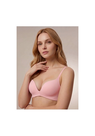 Donlaritta Kadın Dolgulu Balensiz Toparlayıcı Push Up Pamuklu Decolette Sütyen Pembe