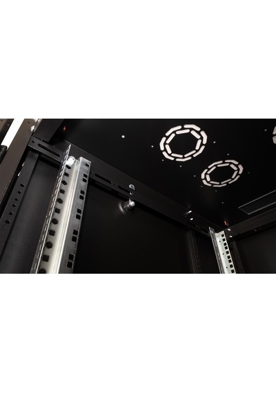 Lande Demonte 42u 600x800 Hyperline Dikili Tip Rack Kabinet Siyah Ön Cam Kapak / Tekerlekli