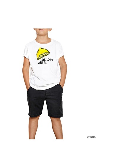 Zepplin Giyim Sıkıldım Artık Beyaz Çocuk Tişört