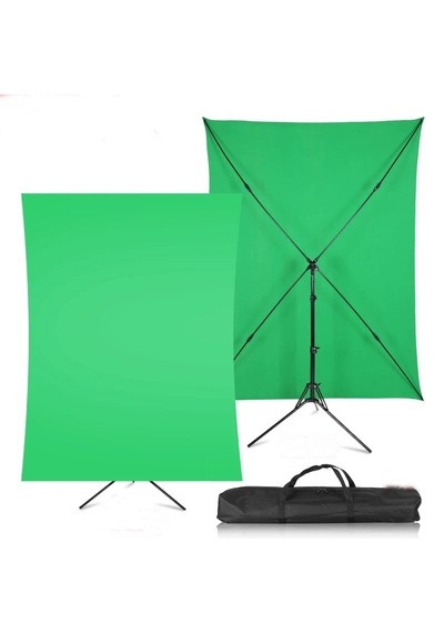 Fototek 2x2m Yeşil Fon Perde + 2x2m Fon Stantı Fotoğraf Video Çek