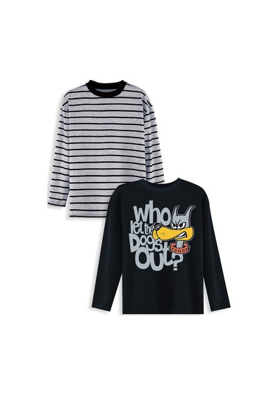 Denokids Erkek Çocuk 2'li Paket T-shirt Renkli