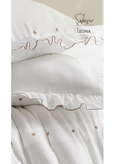 Şaheser Home Collection Jakarlı Nev Takımı Çift Kişilik Leona Bej Renkli