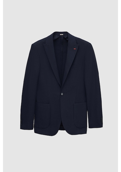 Twn Slim Fit Lacivert Armürlü Uçan Blazer Kumaş Ceket 4ef04zb024092 Lacivert