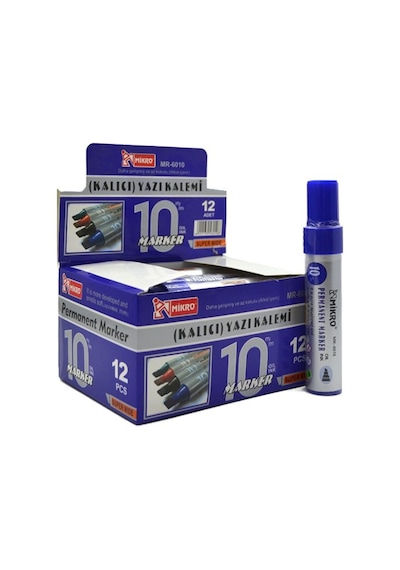 Mikro Mr-6010 12'li Mavi Jumbo Permanent Marker Kalem 10 MM Mavi