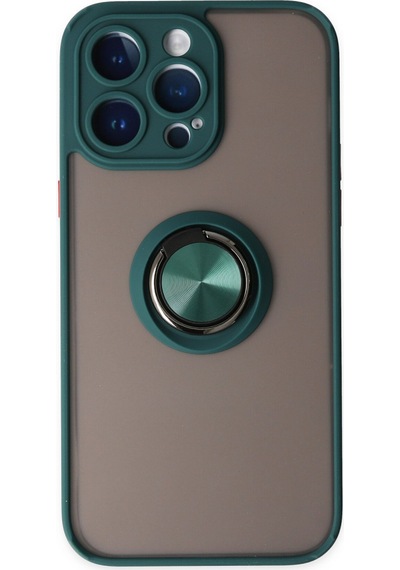 Apple iPhone Uyumlu  14 Pro Max Kılıf Montreal Yüzüklü Silikon Kapak -  Yeşil