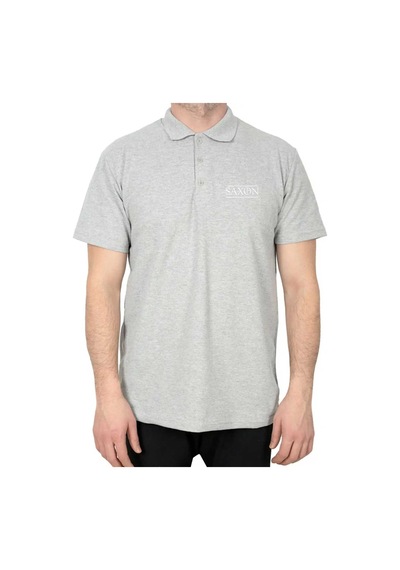 Saxon Logo Polo Yaka Renkli Tişört Gri