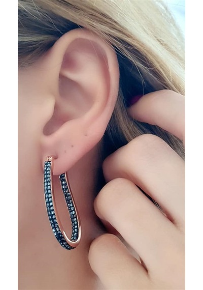 Swarovski Taşlı Gümüş Rose Halka Küpe N11.89252